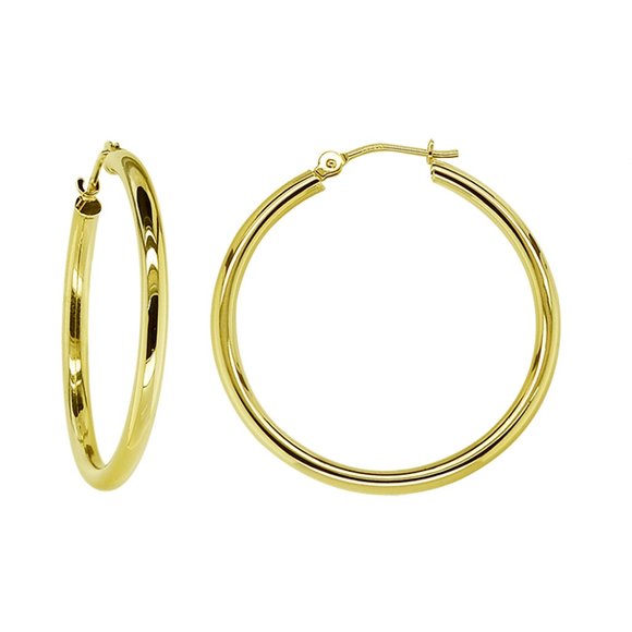 Classy Hoop Earrings 14K Yellow Gold - Picture 1 of 4